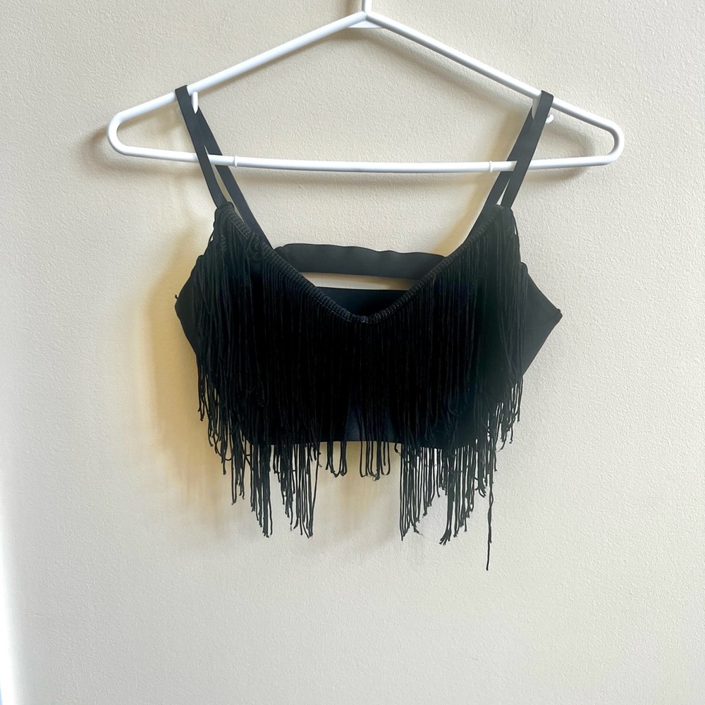 Bebe Festival Fringe Tank Crop Tube Top - Picture 2 of 6